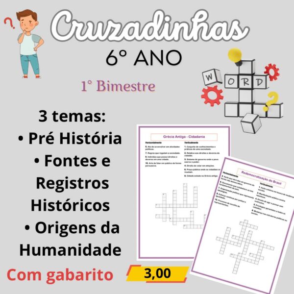 Cruzadinha para 6º ano HISTÓRIA